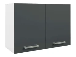 Cocina modular Vetro en melamina 8 módulos 4 cajones blanco y gris 240 cm