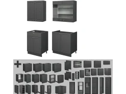Cocina para solteros antracita-oro landhaus 140x46x81.6 fame-line