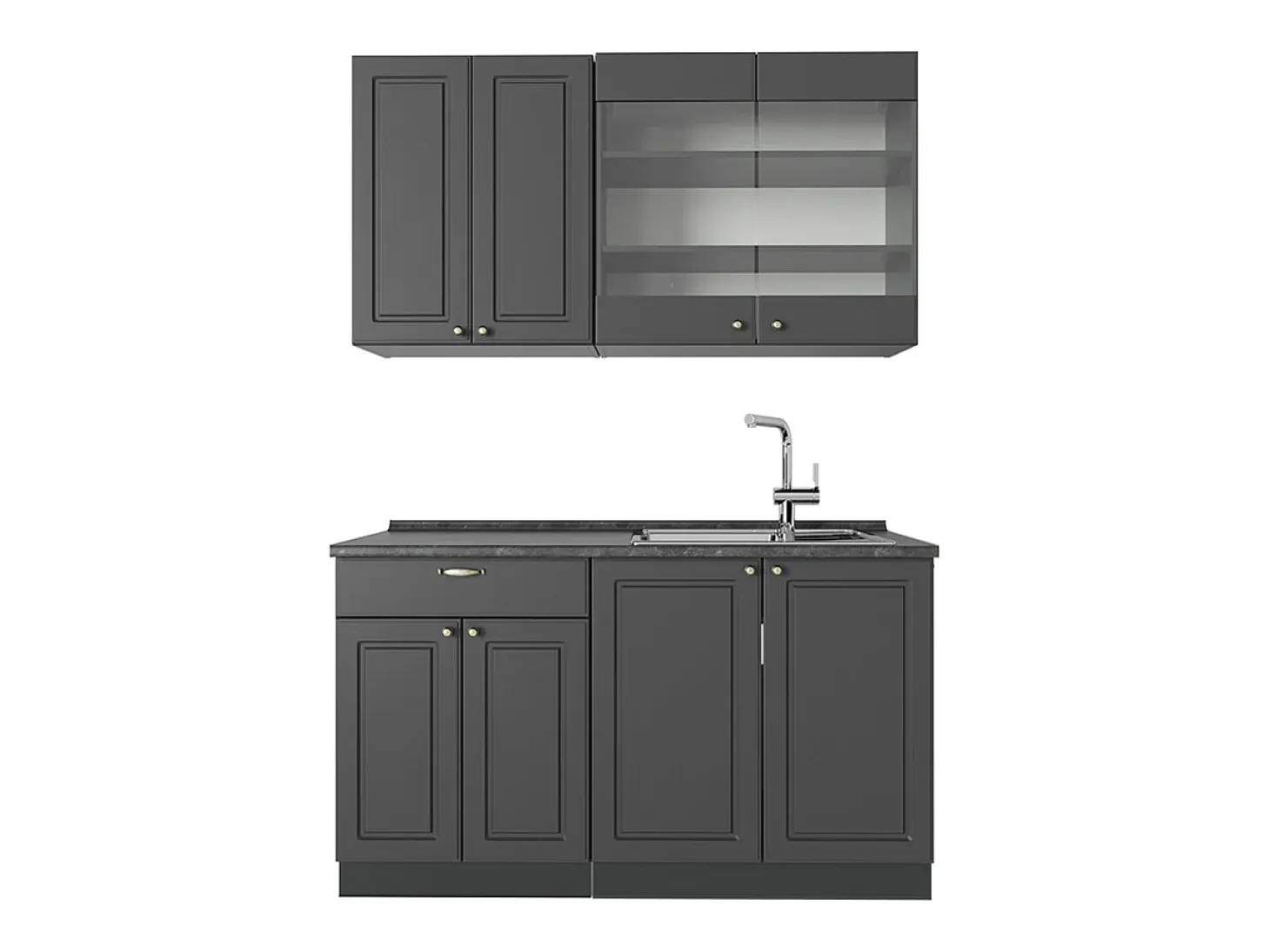 Cocina para solteros antracita-oro landhaus 140x60x81.6 fame-line