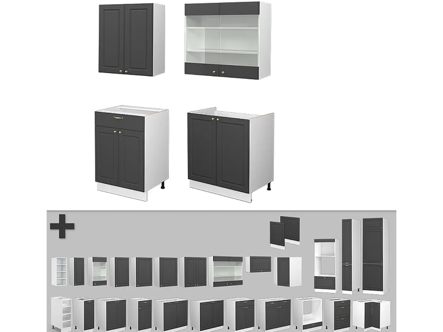 Cocina para solteros antracita-oro/blanco 140x46x81.6 fame-line