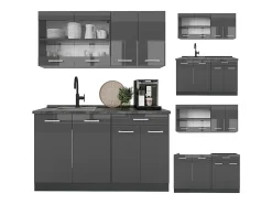 Cocina para solteros antracita brillo intenso/antracita 140x46x81.6 r-line