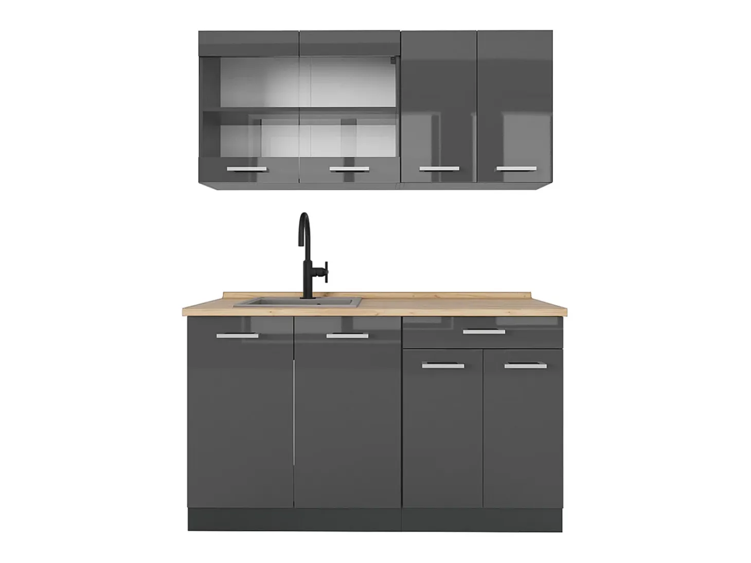 Cocina para solteros antracita brillo intenso/antracita 140x46x81.6 r-line