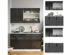 Cocina para solteros antracita alto brillo 140x46x81.6 fame-line