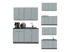 Cocina para solteros azul claro/gris antracita 140x60x81.6 fame-line