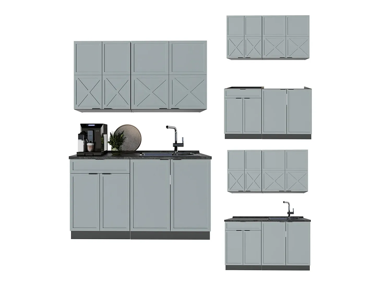 Cocina para solteros azul claro/gris antracita 140x60x81.6 fame-line
