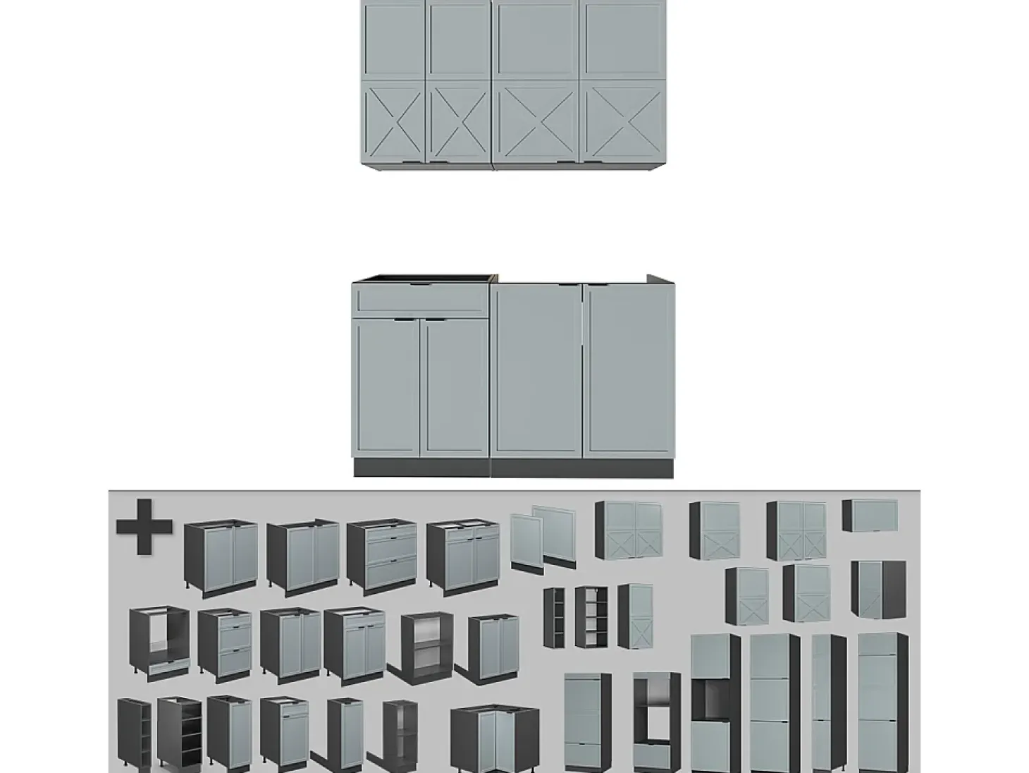 Cocina para solteros azul claro/gris antracita 140x46x81.6 fame-line
