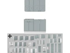 Cocina para solteros azul claro-gris-blanco 140x60x81.6 fame-line