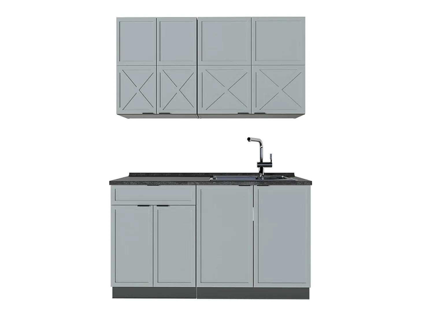 Cocina para solteros azul claro/gris antracita 140x60x81.6 fame-line