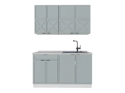 Cocina para solteros azul claro-gris-blanco 140x46x81.6 fame-line