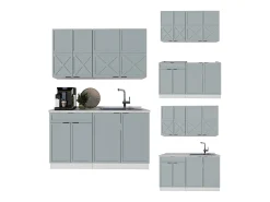 Cocina para solteros azul claro-gris-blanco 140x46x81.6 fame-line