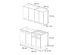 Cocina para solteros azul claro-gris-blanco 140x46x81.6 fame-line