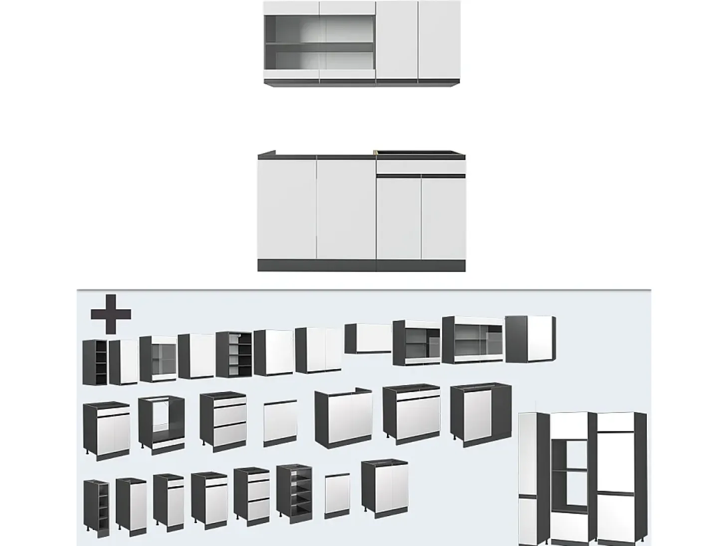 Cocina para solteros blanco/antracita 140x46x81.6 r-line