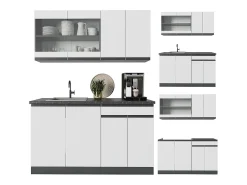Cocina para solteros blanco/antracita 140x46x81.6 r-line