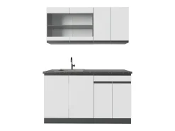 Cocina para solteros blanco/antracita 140x46x81.6 r-line