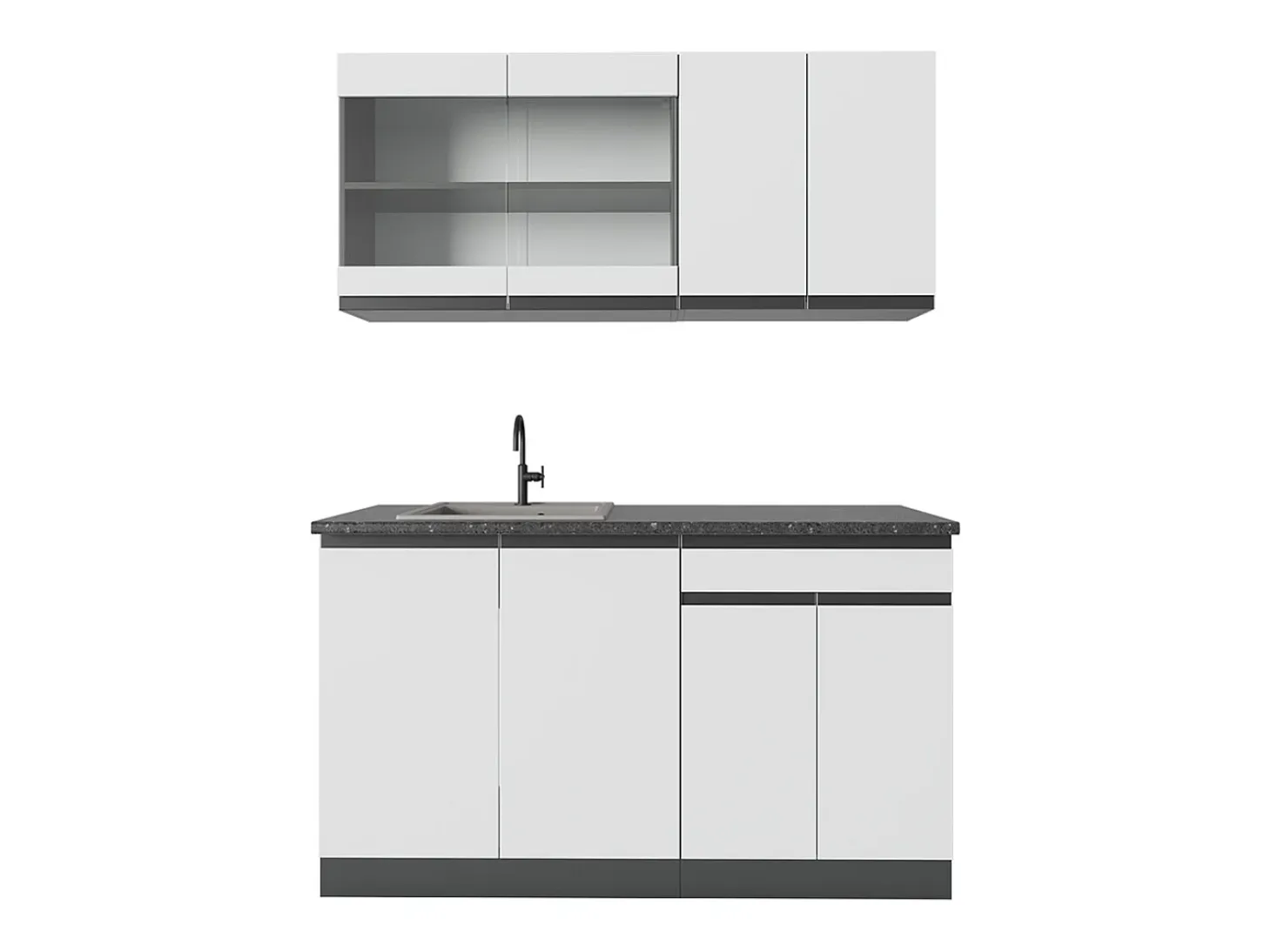 Cocina para solteros blanco/antracita 140x46x81.6 r-line