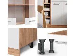 Cocina para solteros blanco brillo intenso/roble dorado 160x46x81.6 r-line