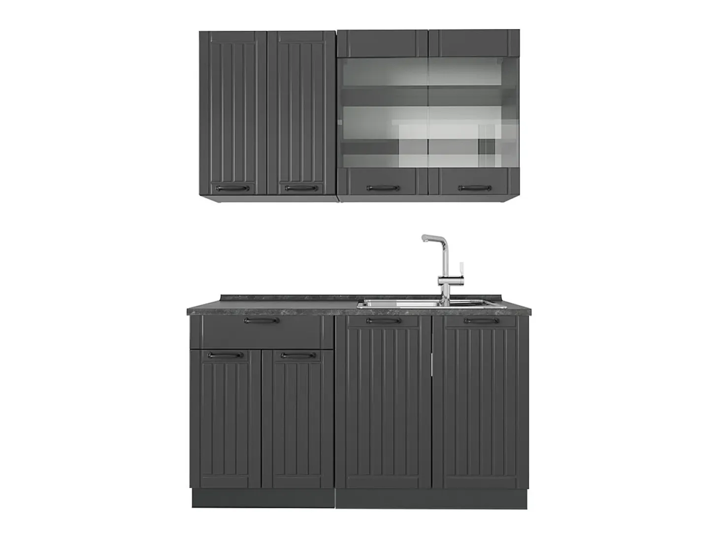 Cocina para solteros gris oscuro 140x46x81.6 fame-line