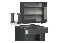 Cocina para solteros gris oscuro 140x46x81.6 fame-line