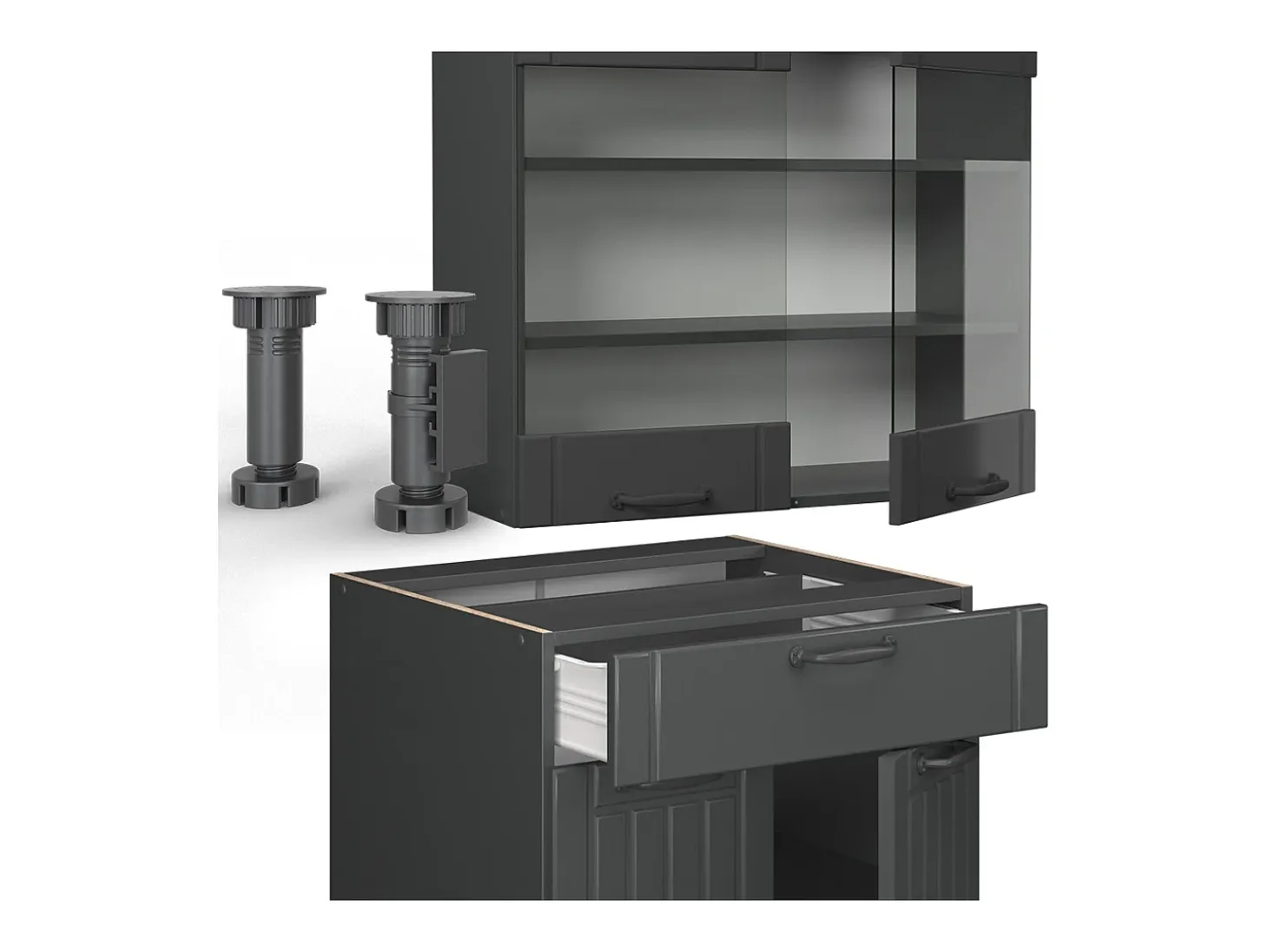 Cocina para solteros gris oscuro 140x46x81.6 fame-line
