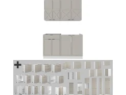 Cocina para solteros gris/beige/blanco 140x46x81.6 fame-line