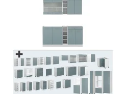 Cocina para solteros gris azulado 160x60x81.6 r-line