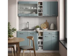 Cocina para solteros gris azulado 160x60x81.6 r-line