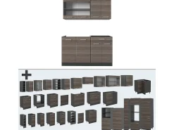 Cocina para solteros gris noble/antracita 140x46x81.6 r-line