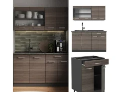 Cocina para solteros gris noble/antracita 140x46x81.6 r-line