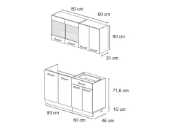 Cocina para solteros gris azulado/antracita 140x46x81.6 r-line