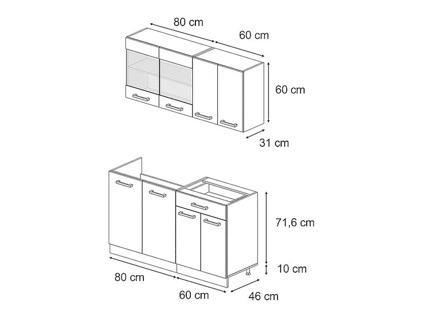 Cocina para solteros gris azulado/antracita 140x46x81.6 r-line
