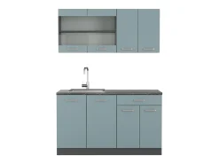 Cocina para solteros gris azulado/antracita 140x46x81.6 r-line