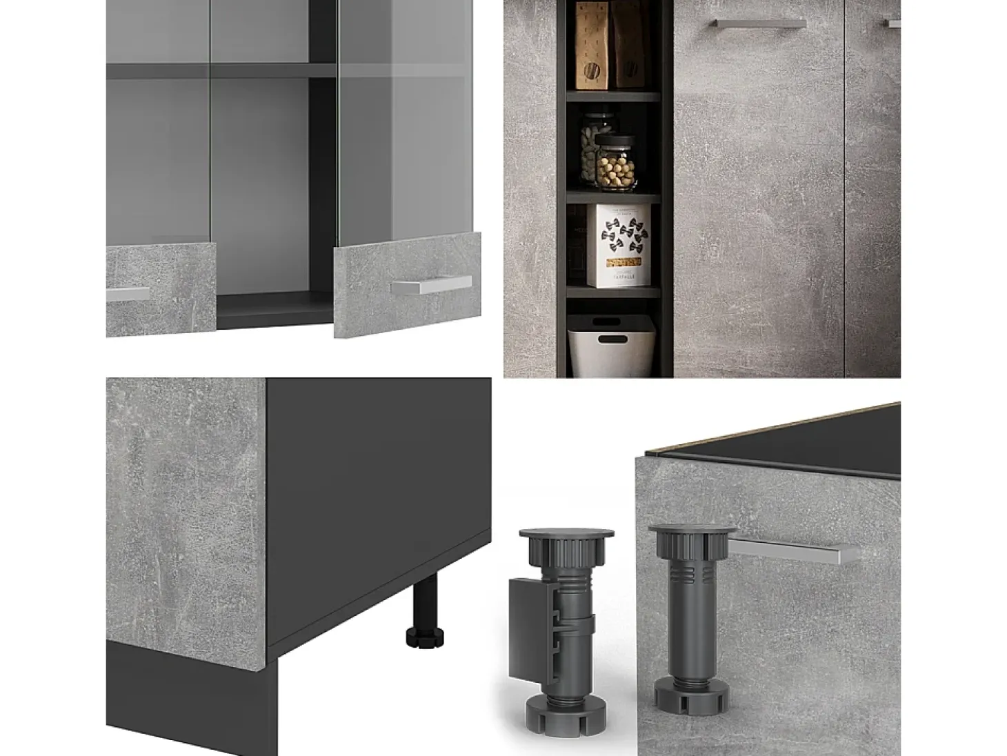Cocina para solteros hormigón/antracita 160x46x81.6 r-line
