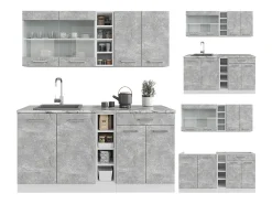 Cocina para solteros hormigón/blanco 160x60x81.6 r-line