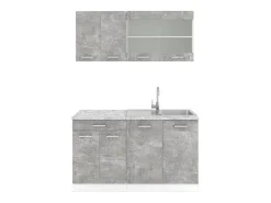Cocina para solteros hormigón 140x60x81.6 r-line