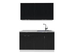 Cocina para solteros negro a rayas/blanco 140x46x81.6 fame-line