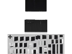 Cocina para solteros negro a rayas/blanco 140x46x81.6 fame-line