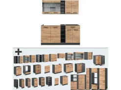Cocina para solteros oro power roble/antracita 160x46x81.6 r-line