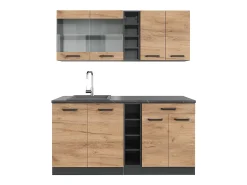 Cocina para solteros oro power roble/antracita 160x46x81.6 r-line