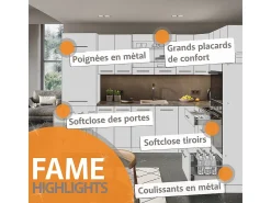 Cocina para solteros oro potencia roble/blanco 140x46x81.6 fame-line