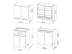 Cocina para solteros oro potencia roble/blanco 140x46x81.6 fame-line
