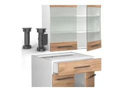 Cocina para solteros oro potencia roble/blanco 140x46x81.6 fame-line