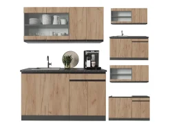 Cocina para solteros oro power roble/antracita 140x46x81.6 r-line