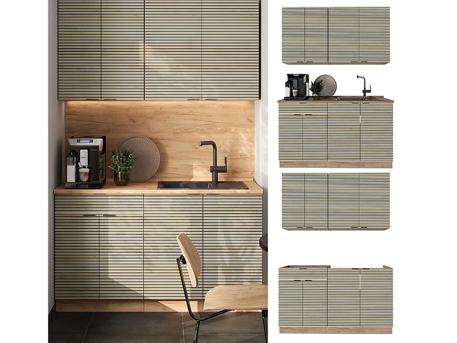 Cocina para solteros panel de roble/roble goldkraft 140x46x81.6 fame-line