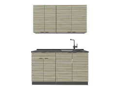 Cocina para solteros panel de roble/antracita 140x60x81.6 fame-line