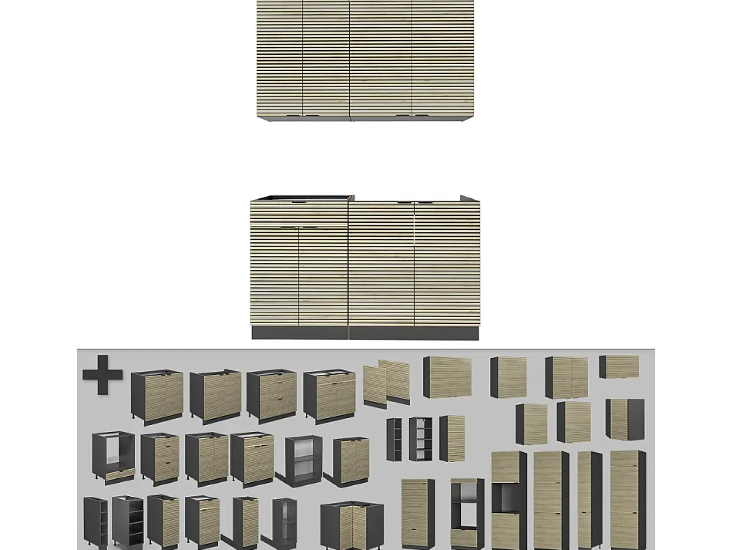 Cocina para solteros panel de roble/antracita 140x46x81.6 fame-line