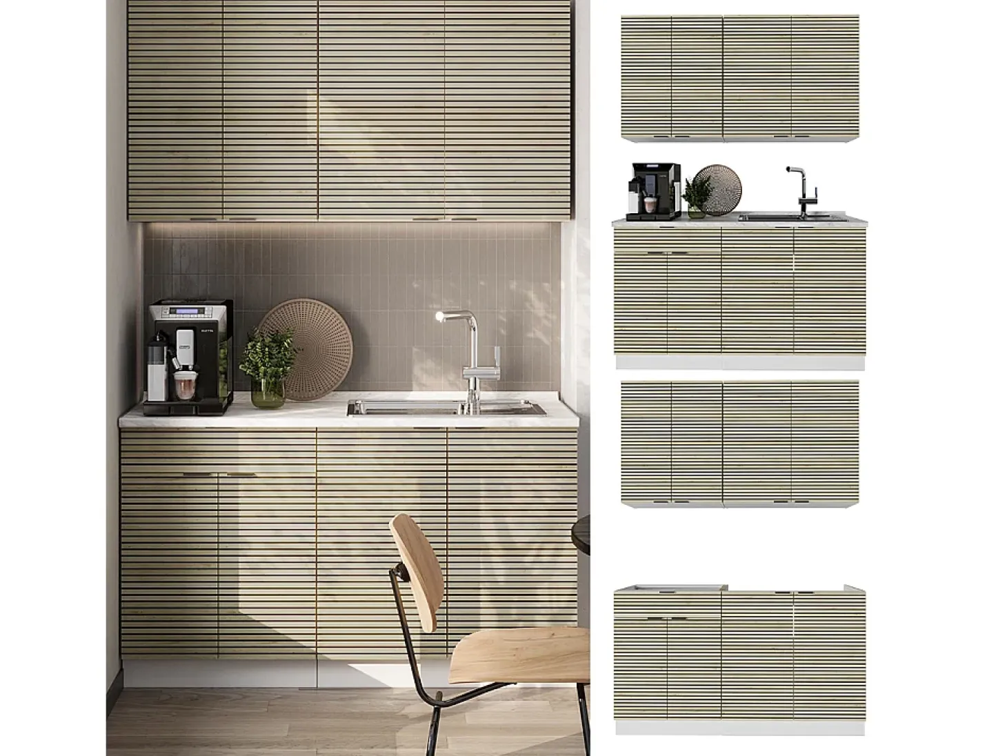 Cocina para solteros panel roble/blanco 140x46x81.6 fame-line