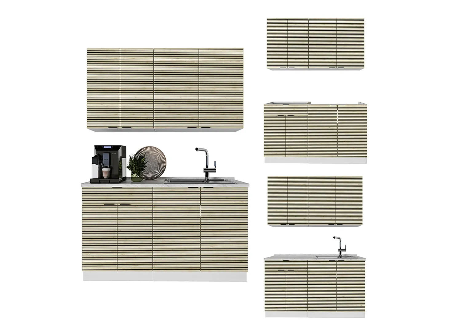 Cocina para solteros panel roble/blanco 140x46x81.6 fame-line