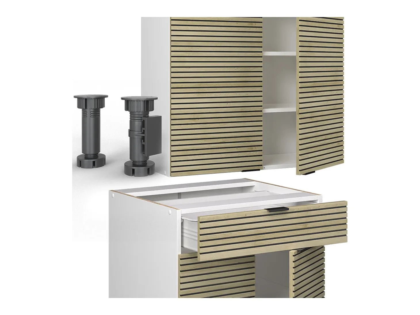 Cocina para solteros panel roble/blanco 140x60x81.6 fame-line