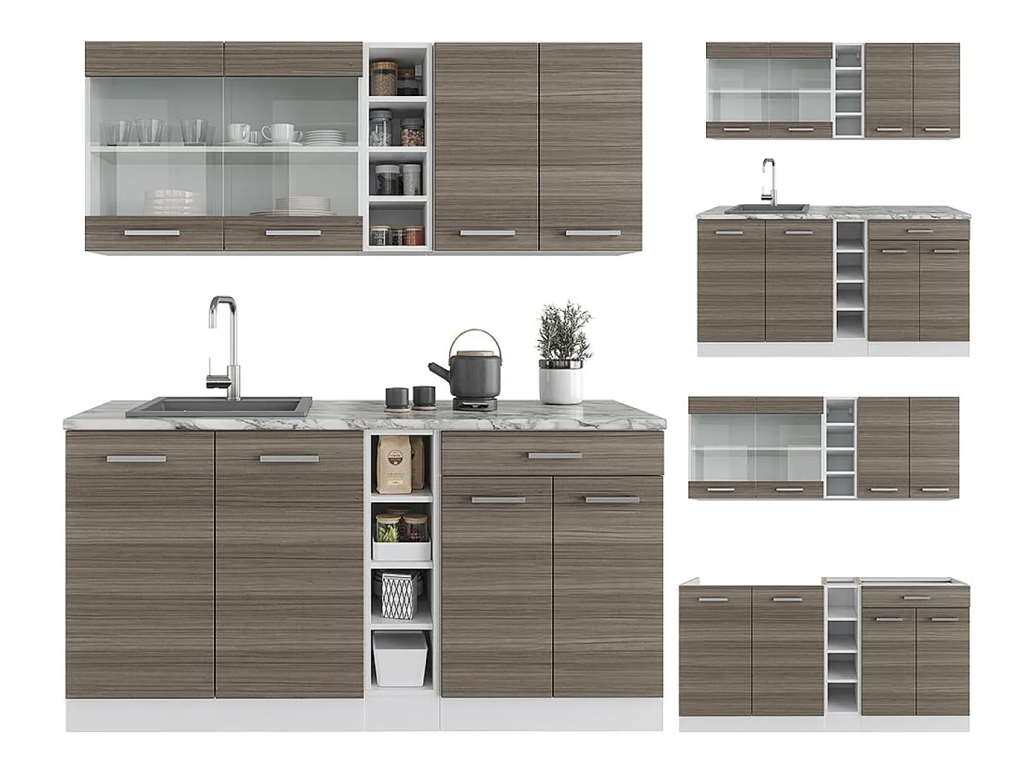 Cocina para solteros precioso gris/blanco 160x46x81.6 r-line
