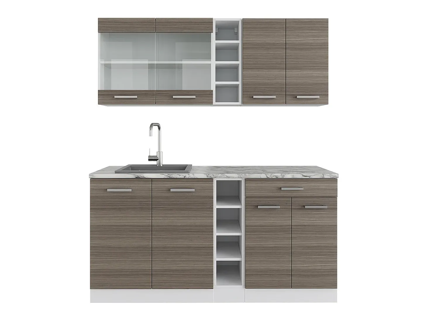 Cocina para solteros precioso gris/blanco 160x46x81.6 r-line